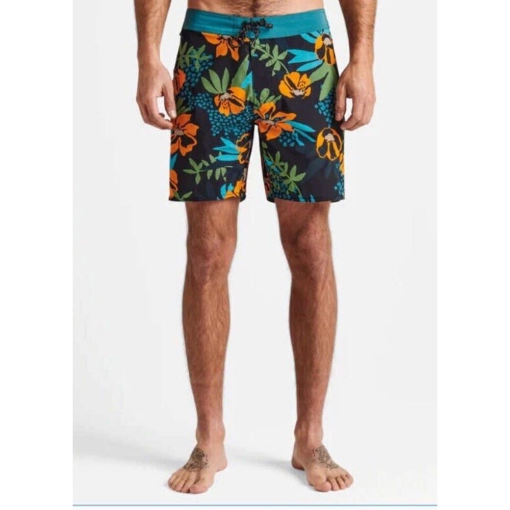 Roark Men’s Boatman 2.0 Boardshorts Shorts- Black Multi- Size: 30 tropical surf
